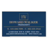 Navy Blue and Gold Simple Luxury Professional マグネット名刺 (正面)