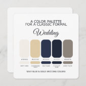 Navy Blue and Gold Wedding Color Palette Card 招待状 (正面/裏面)