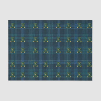 Navy Blue and Green Teddy Tartan Tissue Paper 薄葉紙