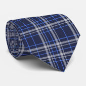 Navy Blue and Grey Tartan Plaid Scottish Style Tie ネクタイ (ロール)