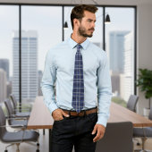Navy Blue and Grey Tartan Plaid Scottish Style Tie ネクタイ
