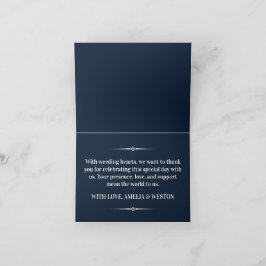 Navy Blue and Ivory Elegant Monogram Wedding サンキューカード