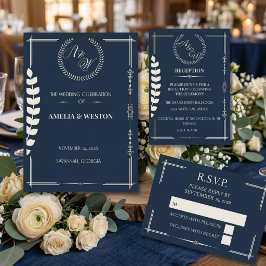 Navy Blue and Ivory Elegant  Monogram Wedding メニュー