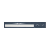 Navy Blue and Ivory Elegant Monogram Wedding ラップアラウンド宛名ラベル (単一)