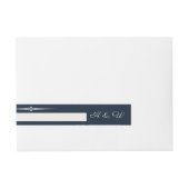 Navy Blue and Ivory Elegant Monogram Wedding ラップアラウンド宛名ラベル (正面)