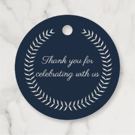 Navy Blue and Ivory Elegant Monogram Wedding Favor フェイバータグ