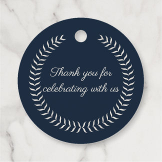 Navy Blue and Ivory Elegant Monogram Wedding Favor フェイバータグ