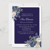 Navy Blue and Ivory Floral Brunch and Bubbly 招待状 (正面)
