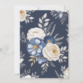 Navy Blue and Ivory Floral Couples Shower 招待状 (裏面)