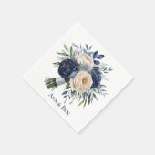Navy Blue and Ivory Floral Wedding スタンダードカクテルナプキン (角)