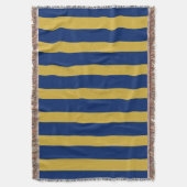 Navy Blue and Metallic Gold Vertical Striped スローブランケット (正面縦)