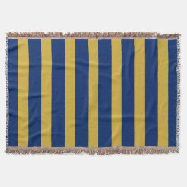 Navy Blue and Metallic Gold Vertical Striped スローブランケット