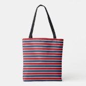 Navy Blue and Red Stripes Design Tote Bag トートバッグ (裏面)
