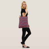 Navy Blue and Red Stripes Design Tote Bag トートバッグ (モデル)