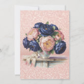 Navy Blue and Rose Gold Floral Wedding Shower 招待状 (裏面)