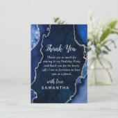 Navy Blue and Silver Agate Birthday Party サンキューカード (スタンド正面)