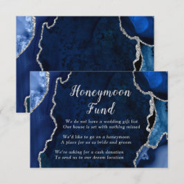 Navy Blue and Silver Agate Honeymoon Fund エンクロージャーカード