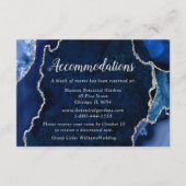 Navy Blue and Silver Agate Wedding Accommodations エンクロージャーカード (正面)