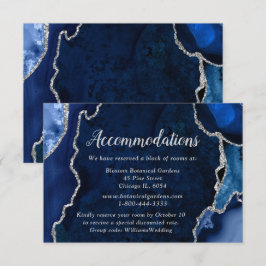 Navy Blue and Silver Agate Wedding Accommodations エンクロージャーカード