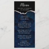 Navy Blue and Silver Agate Wedding Menu メニュー (正面)
