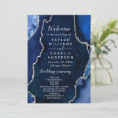 Navy Blue and Silver Agate Wedding Program プログラム (スタンド正面)