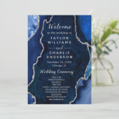 Navy Blue and Silver Agate Wedding Program プログラム (スタンド正面)