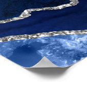 Navy Blue and Silver Agate Wedding Seating Chart ポスター (角)