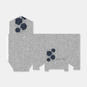 Navy Blue and Silver Glitter Leaves Wedding フェイバーボックス (折り畳みなし)