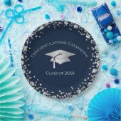Navy Blue and Silver Graduation ペーパープレート (パーティー)