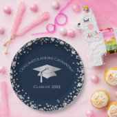 Navy Blue and Silver Graduation ペーパープレート (パーティー)