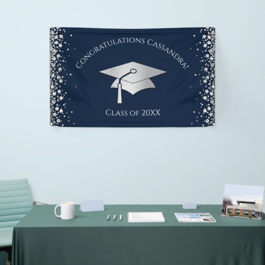 Navy Blue and Silver Graduation 横断幕 (トレードショー)