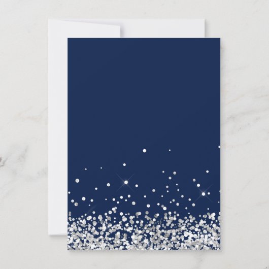 Navy Blue and Silver Party Thank You Card 招待状 (裏面)