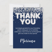 Navy Blue and Silver Party Thank You Card 招待状 (正面)