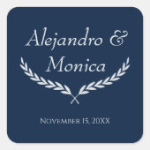 Navy Blue and Silver Square Wedding Envelope Seal スクエアシール (正面)