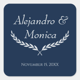 Navy Blue and Silver Square Wedding Envelope Seal スクエアシール