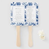 Navy Blue And Silver Wedding Program ハンドファン (正面&裏面)