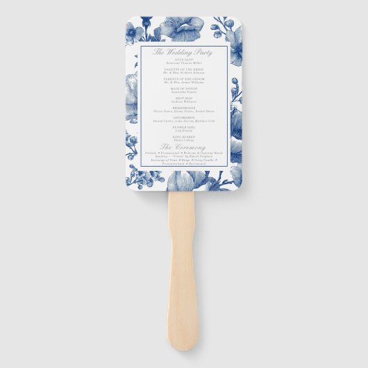 Navy Blue And Silver Wedding Program ハンドファン (裏面)