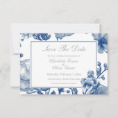 Navy Blue And Silver Wedding Save The Date Card セーブザデート (正面)
