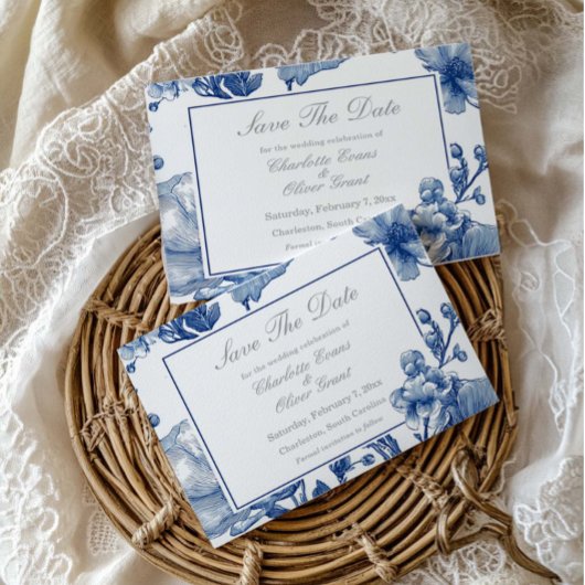 Navy Blue And Silver Wedding Save The Date Card セーブザデート