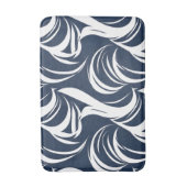 Navy Blue and White Abstract Wave Modern Nautical バスマット (正面縦)