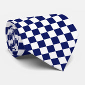Navy Blue and White Checker Pattern ネクタイ (ロール)