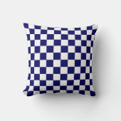 Navy Blue and White Checkerboard Pattern クッション (正面)