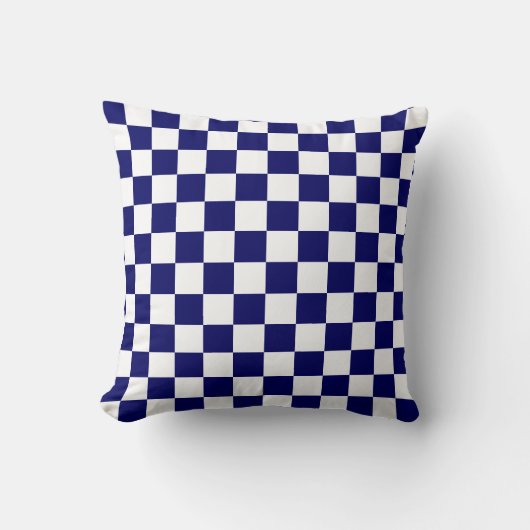 Navy Blue and White Checkerboard Pattern クッション (正面)