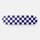 Navy Blue and White Checkerboard Pattern スケートボード (横)