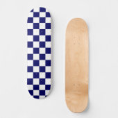 Navy Blue and White Checkerboard Pattern スケートボード (正面)
