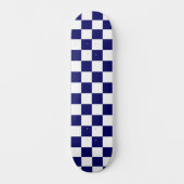 Navy Blue and White Checkerboard Pattern スケートボード (正面)