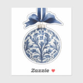 Navy Blue and White Chinoiserie Christmas Ornament シール (シート)
