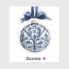 Navy Blue and White Chinoiserie Christmas Ornament シール