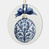Navy Blue and White Chinoiserie Christmas Ornament セラミックオーナメント (左)