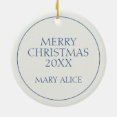 Navy Blue and White Chinoiserie Christmas Ornament セラミックオーナメント (裏面)